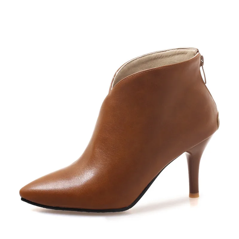 

Spring Autumn Stiletto Thin High Heels Pointed Toe Ankle Boots Women Boots Warm Plush Winter Sexy Shoes Woman XKD2080