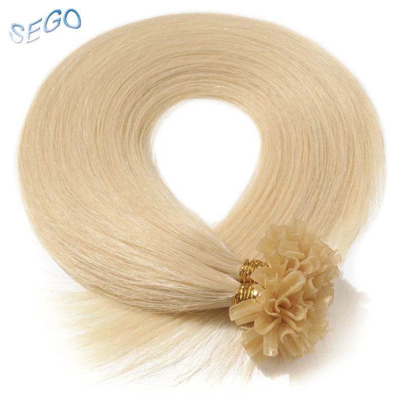 SEGO 16"-24" 0.5g/s Straight Pure and Piano Keratin Human Non-Remy Fusion Hair Nail U Tip Pre-Bonding Hair On Capsuel 100pc 50g
