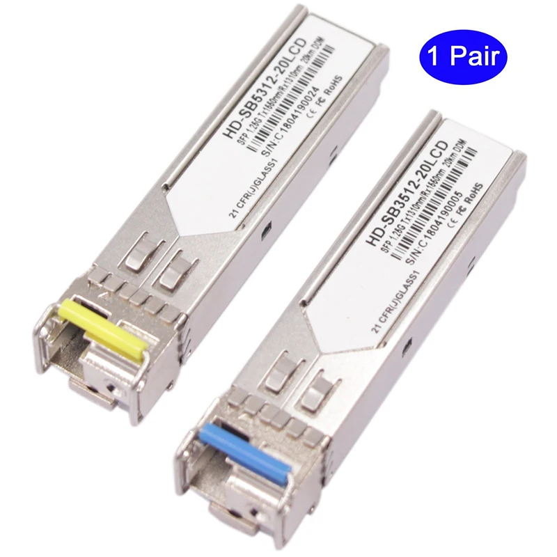 1 пара 25G BiDi SFP трансивер 20 40 60 км Tx1310nm/Rx 1550nm Tx1550nm/Rx1310nm DFP PIN одномодовый LC коннектор