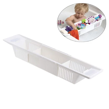 

Retractable Bath Tub Caddy Tray Basket Adjustable Multifunction Bathroom Storage Rack Drain Rack Bath Toys Organizer