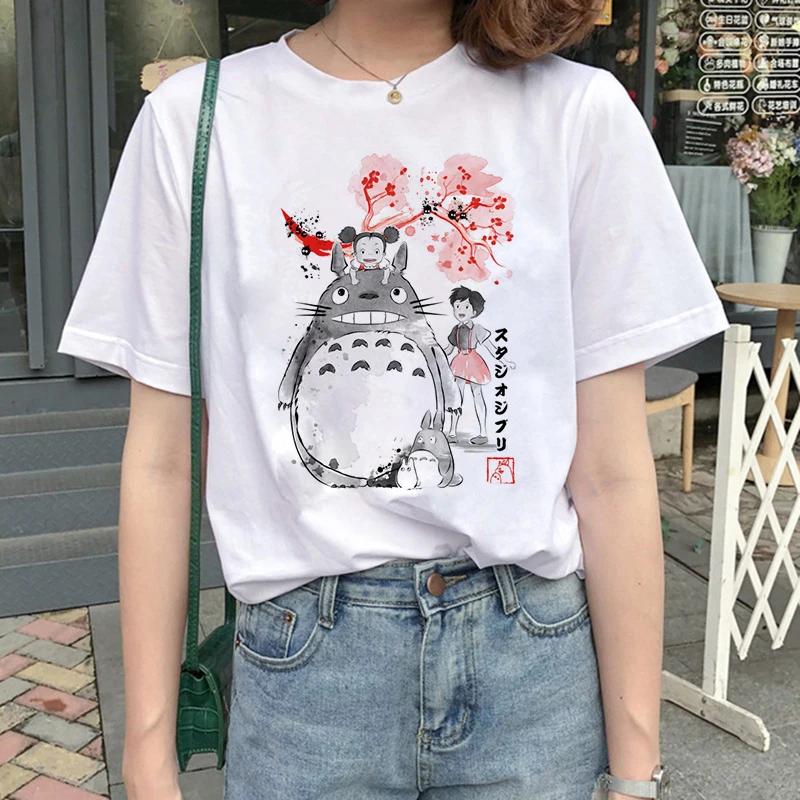 Футболка totoro Spirit Out Studio Ghibli femme с японским мультипликационным аниме, женская футболка, одежда Miyazaki Hayao, женская одежда kawaii