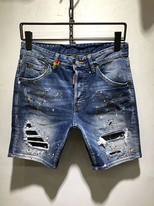 summer Style famous brand dsq Italy jeans men Shorts jeans Slim paint Men denim trousers straight blue hole Shorts jeans for men