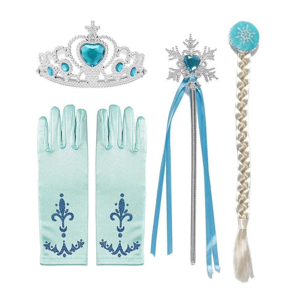 Elsa Accessories Платье Анны и Эльзы для девочек; детская Цветочная сказка «Золушка»; костюм принцессы; нарядное платье Снежной Королевы Эльзы на Хэллоуин - Цвет: Elsa Accessories