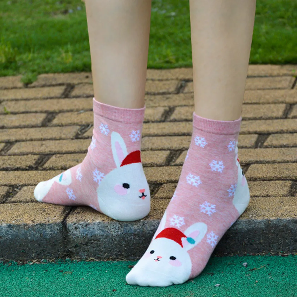 New Design fashion Christmas Santa Socks Women Cotton Short Winter Socks Cartoon Cute Animal Print Socks New Year Gifts носки#50