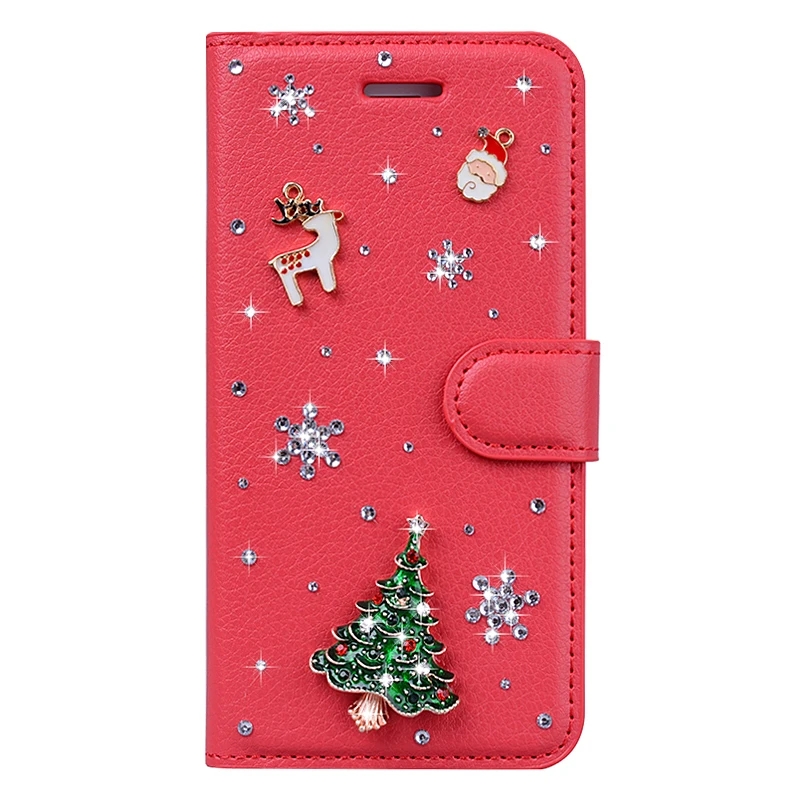 Рождественский подарок кожаный чехол флип бумажник карта чехол для huawei P20 P30 Lite Pro Honor 8 9 10 P8 Lite P9 Lite DIY Bling Coque