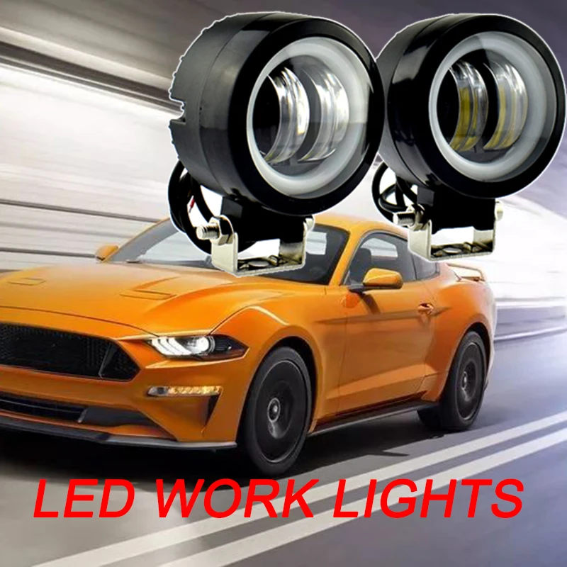 Motorcycle Headlights Led Moto Driving Work Lights Angel Eyes Lamp