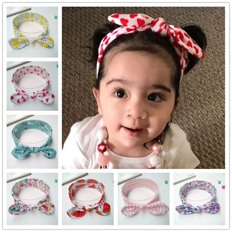 

2020 New Baby Girls Hair Accessories Ribbon Rabbit Ear Knotted Baby Flower Headband Kids Bunny Bows Headbands Turban Bands