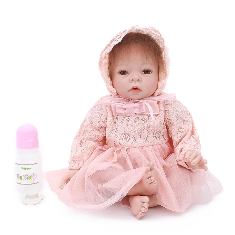 Reborn Baby Dolls 22 дюймов маленькая принцесса силиконовая Реалистичная кукла ребенок игрушка розовое платье реалистичное 55 см Bebe кукла для новорожденного