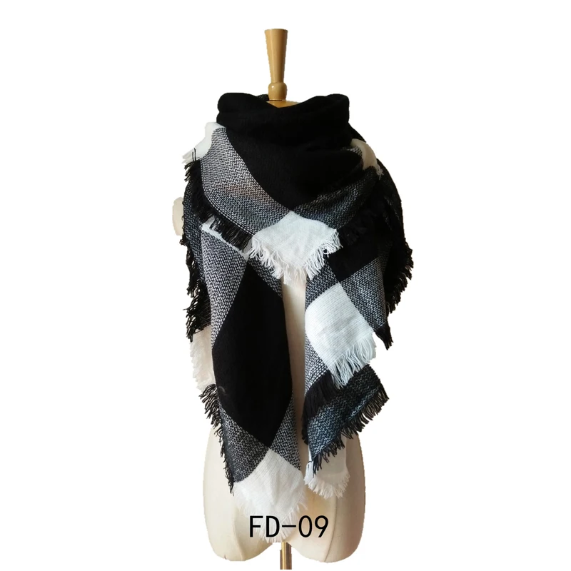 Кашемировый клетчатый шарф, цветной квадратный шарф, зимний теплый шарф, Женская шаль, Модный женский шарф