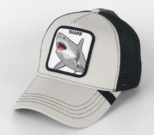 

High quality Summer trucker cap mesh snapback hip hop hats for men embroidery baseball cap Shark - gray