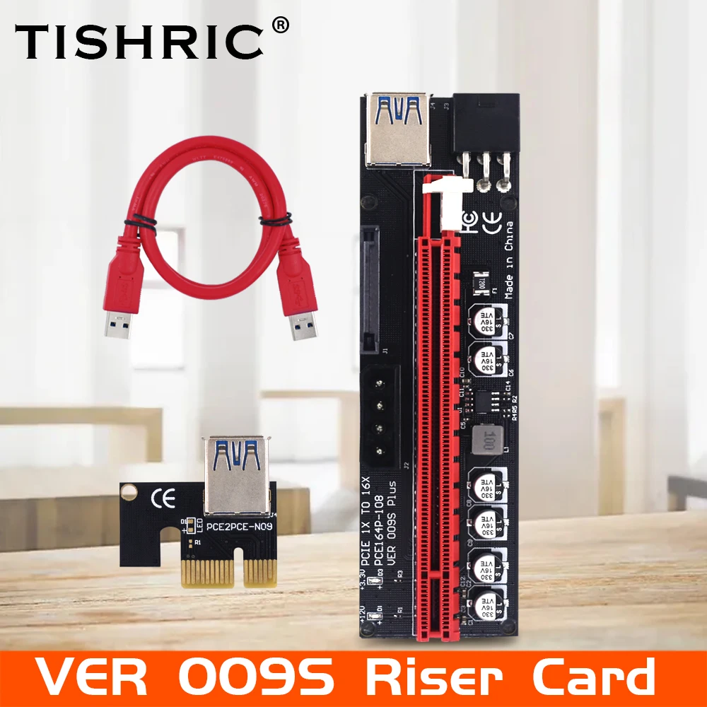 TISHRIC Pcie Riser 009s Plus Экспресс 1X до 6X VER 009S переходник для кабеля адаптер видеокарта