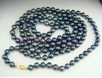 

Genuine Natural Noblest huge Beautiful 8-9mm Black Tahitian Pearls 34 inches