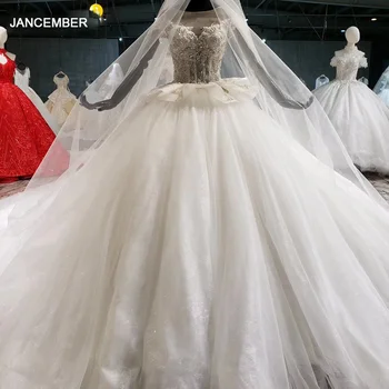 شراءHTL1026 ثوب زفاف الدانتيل حتى الجانبين بيبلوم زين بريق فستان زفاف فاخر الوهم مع الحجاب Vestidos De Noivas