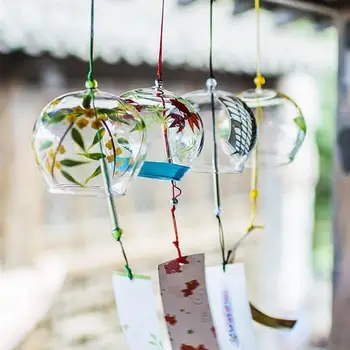 

Japanese Style Wind Chimes Handmade Color Glass Hanging Wind Chime Blessing Glass Wind Chimes Label Pendnat Chimes Wind Bells