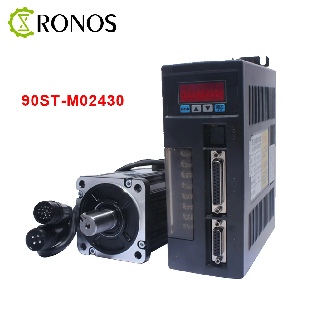 220V 750W AC Серводвигатель 90ST M02430 3000RPM 2 4 N.M. 0.75KW сервомотор Single фаза привода