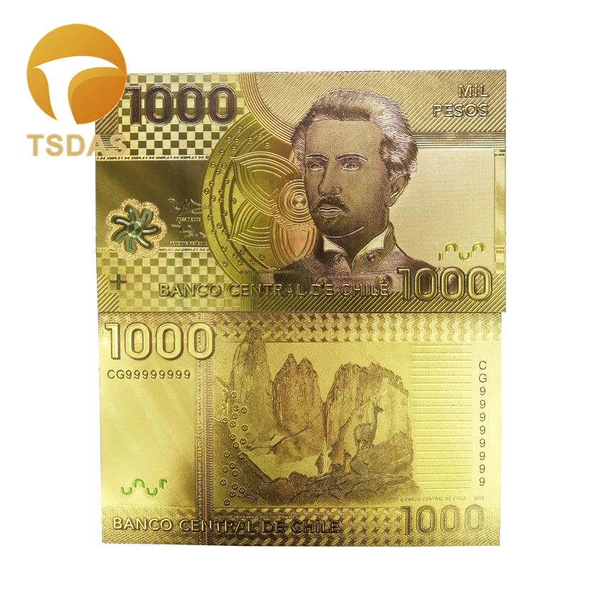 Чили Золотой набор банкнот 5 шт цветные 1000-20000 Pesos золотые банкноты