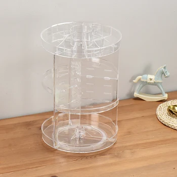 

Multi-Functional Cosmetic Storage Box Display Holder Transparent Acrylic Makeup Organizer 360 Degree Rotation Adjustable Height