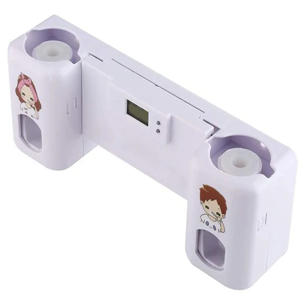 Automatic Toothpaste Dispenser with Electronic Watch Wall-mounted Toothbrush Holder Bathroom Accessories