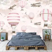 Пользовательские обои настенные фотообои дети мультфильм карта воздушный шар фон стены высокого качества водонепроницаемый материал