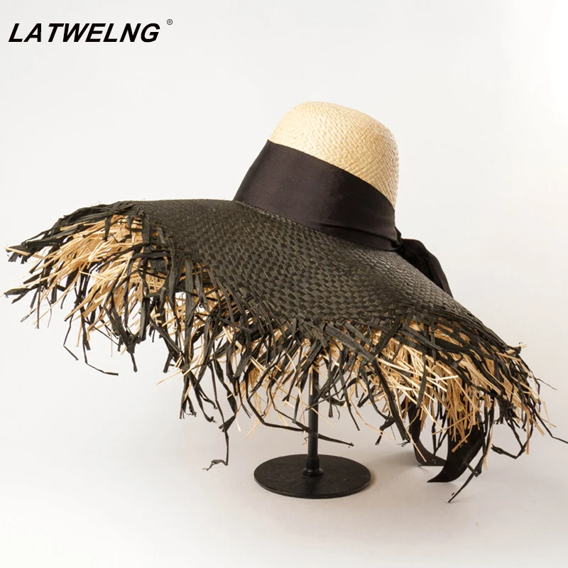 Новинка Raffia объемные шапки для женщин с большими полями Панама пляжная шляпа