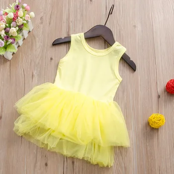 

Yellow Dress For Baby Girl Summer Clothes Sleeveless Baby Girls Bodysuit Tutu Dress Kids Toddler Girl Clothes vistido de festa