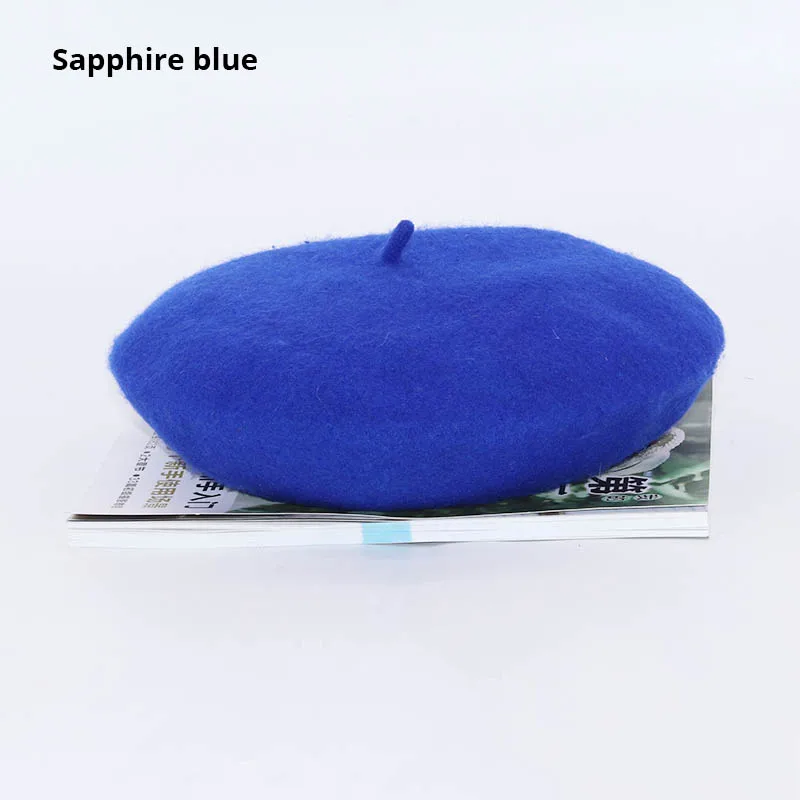 bao blue Детский высококачественный берет из чистой шерсти для девочек, модные однотонные зимние шапки в британском стиле для мальчиков, шапочка на плоской подошве, фетровые береты для девочек, детская шапка - Цвет: bao blue