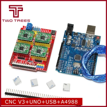 

CNC Shield v3 Engraving Machine 3D Printer+ 4pcs A4988 / DRV8825 Driver Expansion Board UNO R3 with USB Cable 3D Printer Part