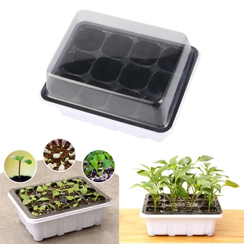 

6/12 Cells Plastic Nursery Pots Planting Seed Tray Kit Plant Germination Box with Dome Garden Grow Box Gardening Supplies 2 Pcs