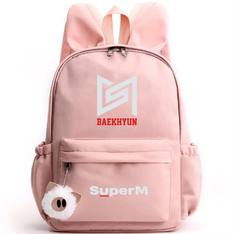 Xkpopfans Kpop SuperM Backpack Taemin Mark Baekhyun Fashion Shoulder Bookbag Travel College Bag 