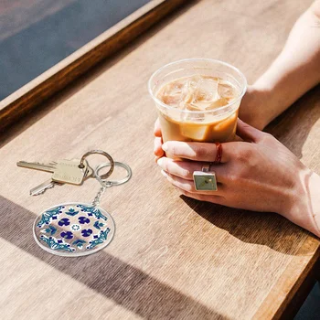 

60 Pcs Round Acrylic Keychain DIY Set (Acrylic Keychain Blank, Key Ring)