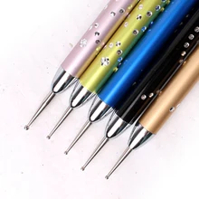 Высококачественный тонкий Маникюрный Инструмент металлический стержень для ногтей точечная ручка-аппликатор двухголовая Цветочная ручка 5 палочек DIY инструмент для маникюра