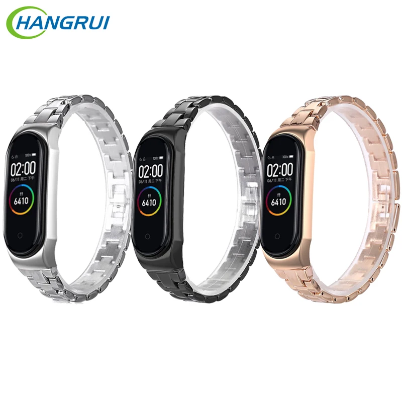 

Butterfly Buckle Mi Band 4 Strap For Mi Band 4 3 Mini Stainless Steel Metal Soild Belt Wristband For Mi Band 3 Strap Bracelet