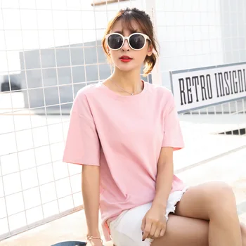 

Fashion Women Summer Letter Printed Short Sleeve T-shirt Round Neck Loose Top Tunics Black Blue White 2020 Womens Shirt Tops