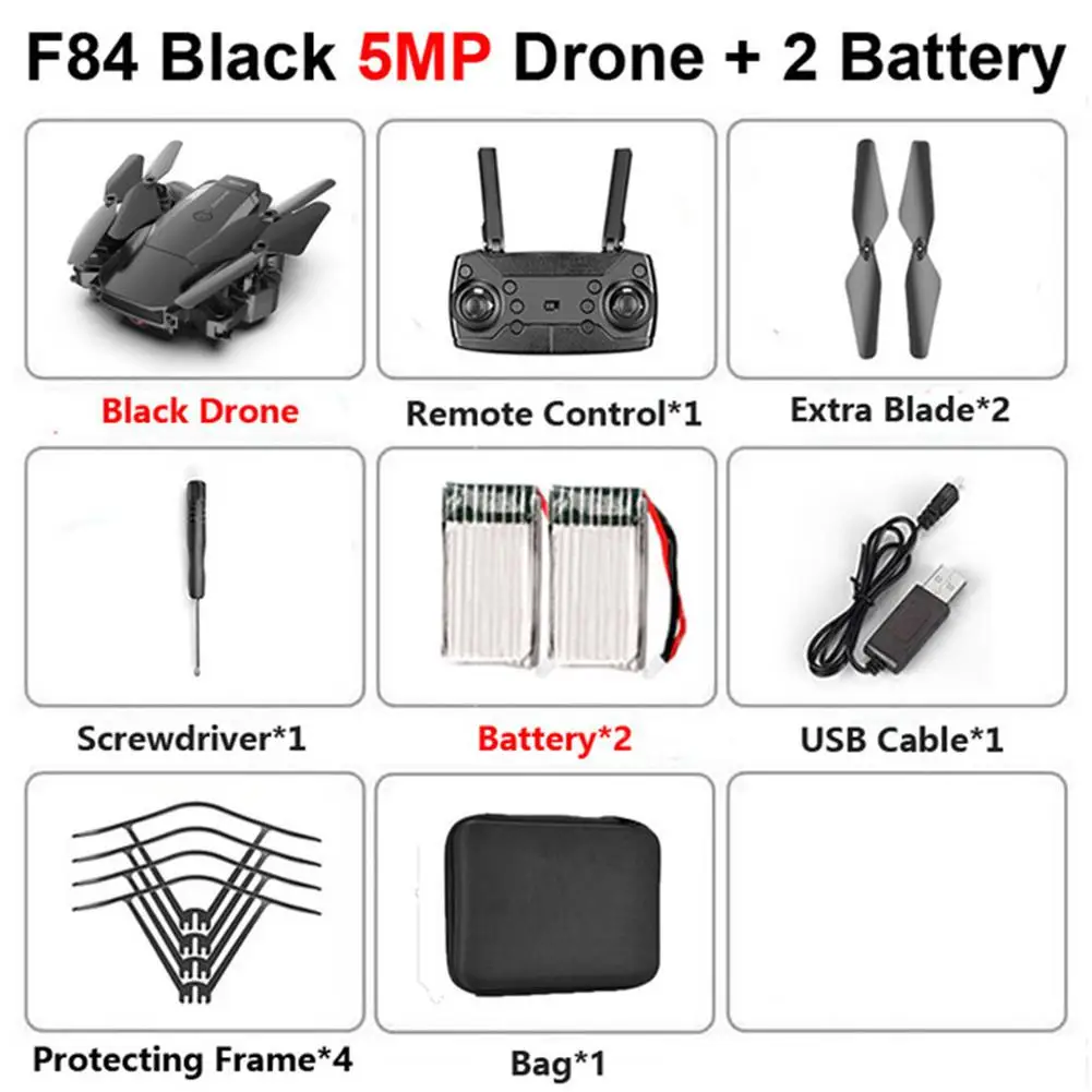 F84 Квадрокоптер беспроводной Радиоуправляемый Дрон с 4 K/5MP/0.3MP HD камерой WiFi FPV Вертолет складной самолет для детей подарочная игрушка - Цвет: 5Megapixel 2battey