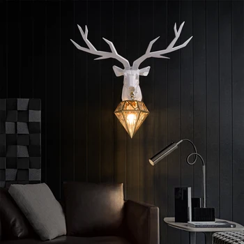 

Modern American Retro Deer Led Wall Lamps Antlers Led Wall Light Fixtures Living Room Bedroom Bedside Lamp Home Luminaire