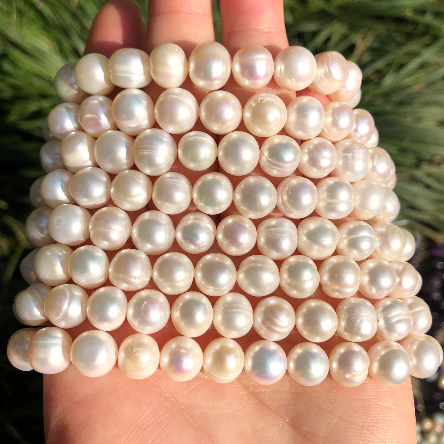 Natural Freshwater White Pearl 6-7mm 7-8mm 9-10mm Round Beads for Jewelry Making DIY Charm Earrings Bracelet Necklace 15 inches 2