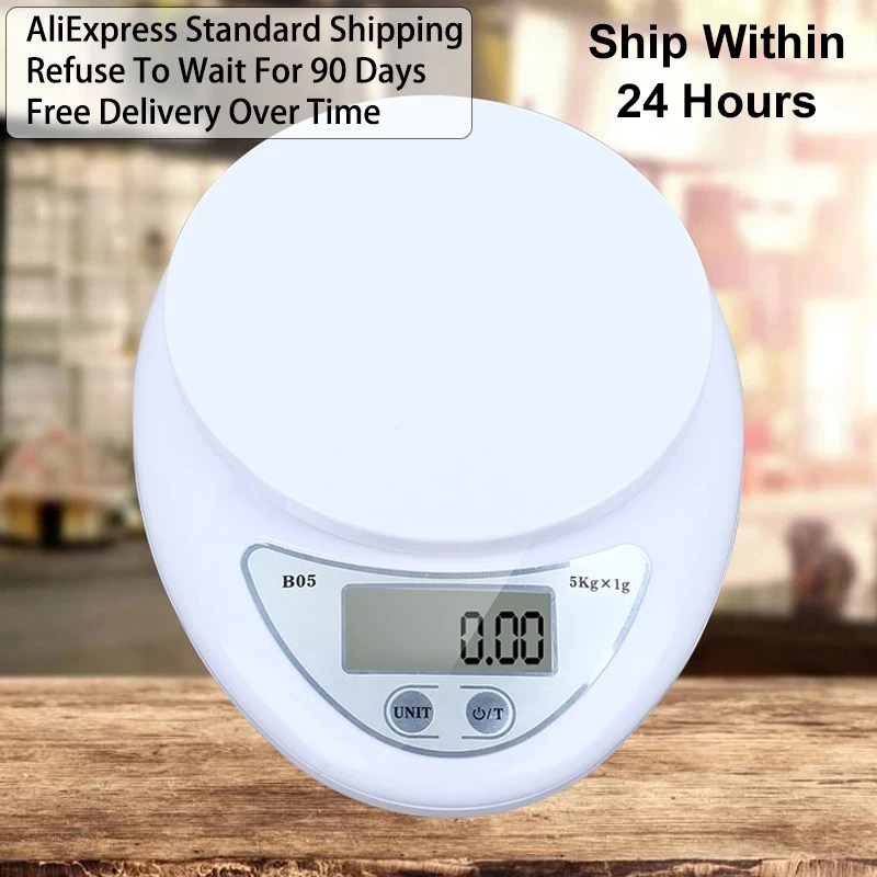Báscula de cocina de 5KG/1G, balanza electrónica LCD adecuada para cocina doméstica
