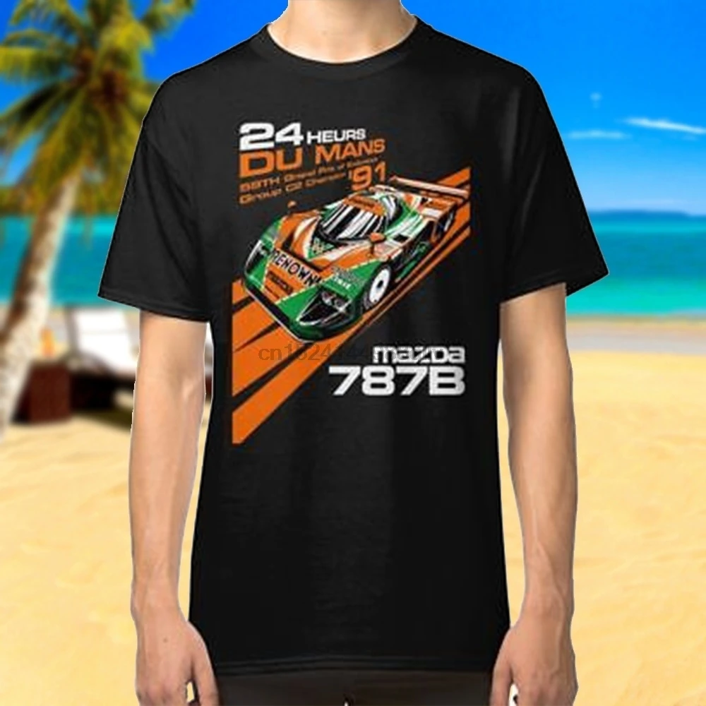 Du Mans Mazda 787b Poster Cool Men's T-shirt Short Sleeve Hip Hop Tops Black Size S-4XL | Мужская одежда