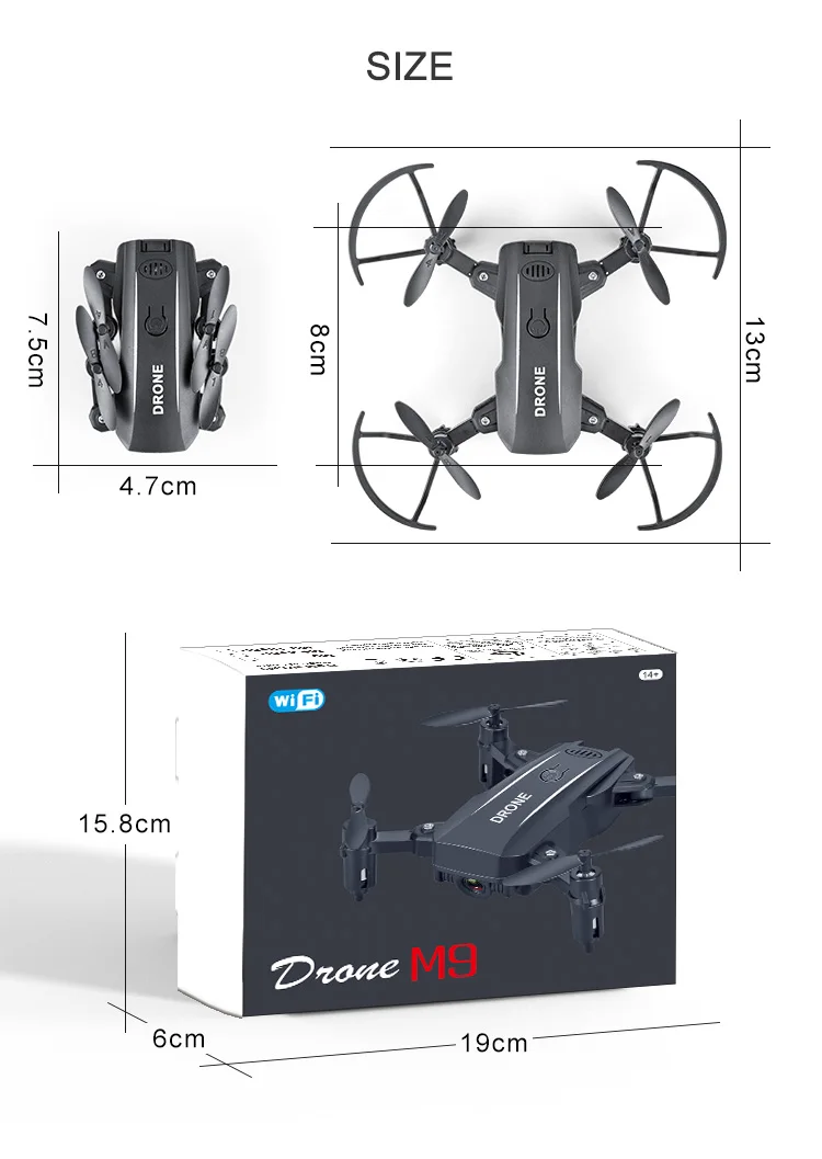 M9 складной мини-Дрон с RC камера квадрокоптера держать Wi-Fi FPV Карманный Дрон с высокой фиксацией