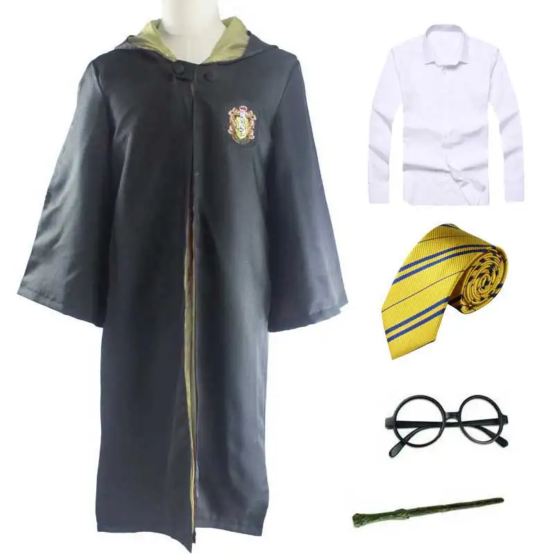 Для мужчин, женщин, девочек и мальчиков, Gryffindor Ravenclaw Hufflepuff Slytherin Robe, Детский костюм для взрослых, костюм для Хэллоуина, костюм Поттера - Цвет: Set B 4