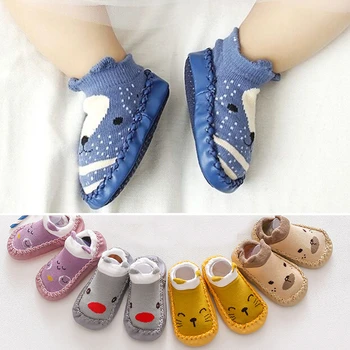 

Anti-slip Baby Socks With Rubber Sole Cotton Baby Floor Socks Autumn Winter Infant Toddler Socks Shoes for 0-24Months