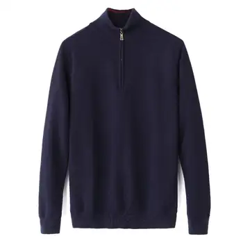 

Men High Quality Small Pony Half Zipper 100%cotton Sweater Jersey Jumper Hombre Pull Homme Men Knitted Sweaters
