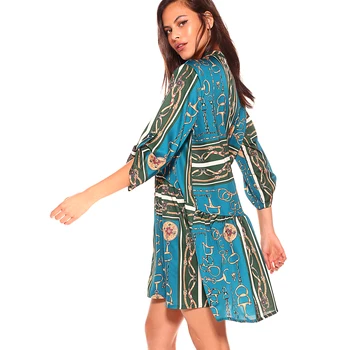 

Vestido camisero con botonadura frontal y cuello estilo mao mujer - 032199