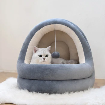 

New Cute Cat Bed Indoor Kitten House Warm Small for cats Dogs Nest Foldable Cat Cave Sleeping Plush Mats Soft Cat House 2020