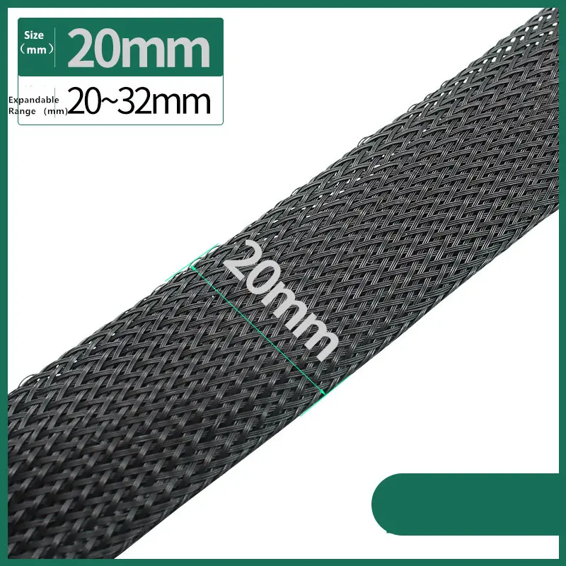 Dropship 1/5/10/50/M Black Insulated Braid Sleeving 4/6/8/10/12/14/20/25mm Tight PET Wire Cable Gland Protection Cable Sleeve - Image 21