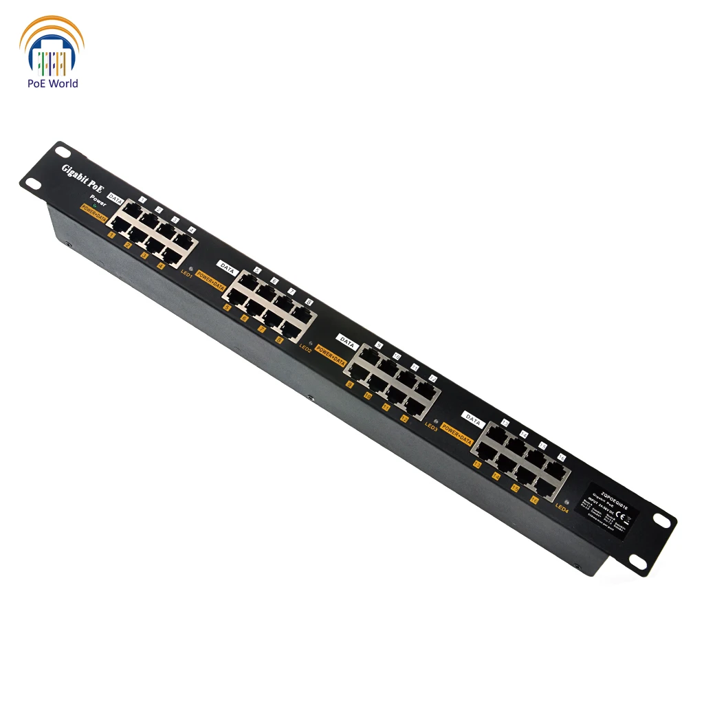 Гигабитный Пассивный PoE 16 порт питания через Ethernet Инжектор для CCTV камеры VOIP