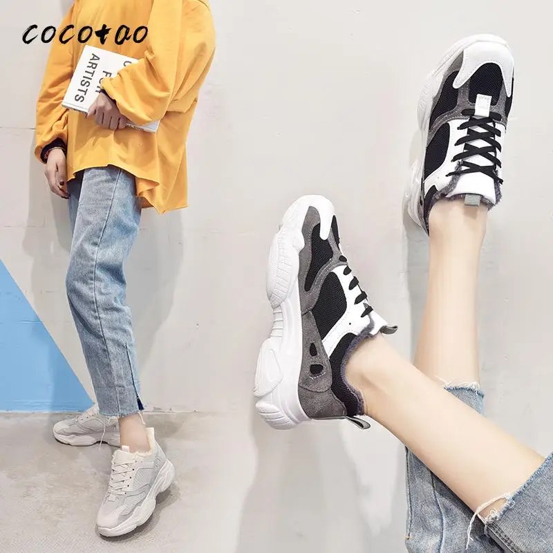 

Daddy Shoes Women Ins Tide 2020 Winter New Two Cotton Shoes Wild Fashion Casual Sports Thick Bottom Cotton Shoes White Shoes
