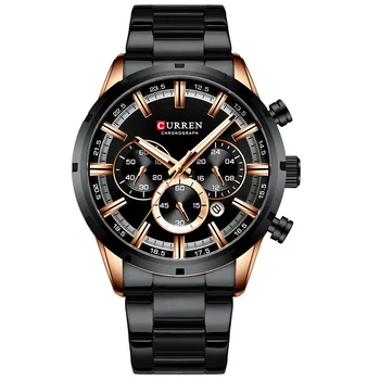 CURREN Men Sports Watch Rose Gold Black