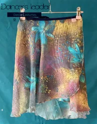 Ballet Skirt Retro Oil Painting Lily Flower Pattern Women's Dance Skirt Gymnastics Practice Skirt Adult Ballet Lyric Skirt