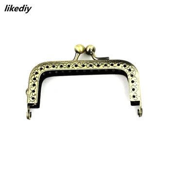 

20 pcs/lot 7.5 cm Antique bronze square Metal purse frame Kiss clasp coin bag accessories